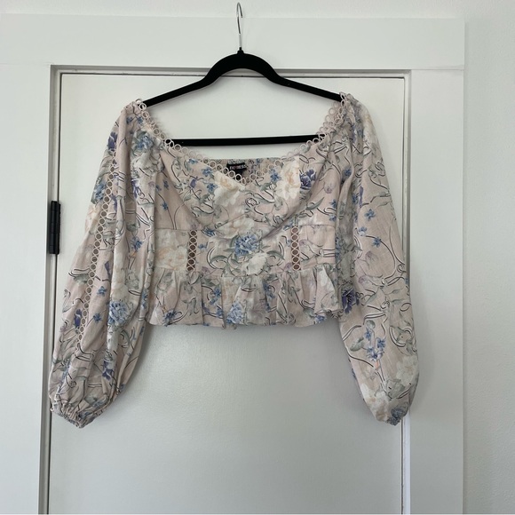 Express Floral Off The Shoulder Corset Peplum Top, XS NWT - Picture 8 of 11